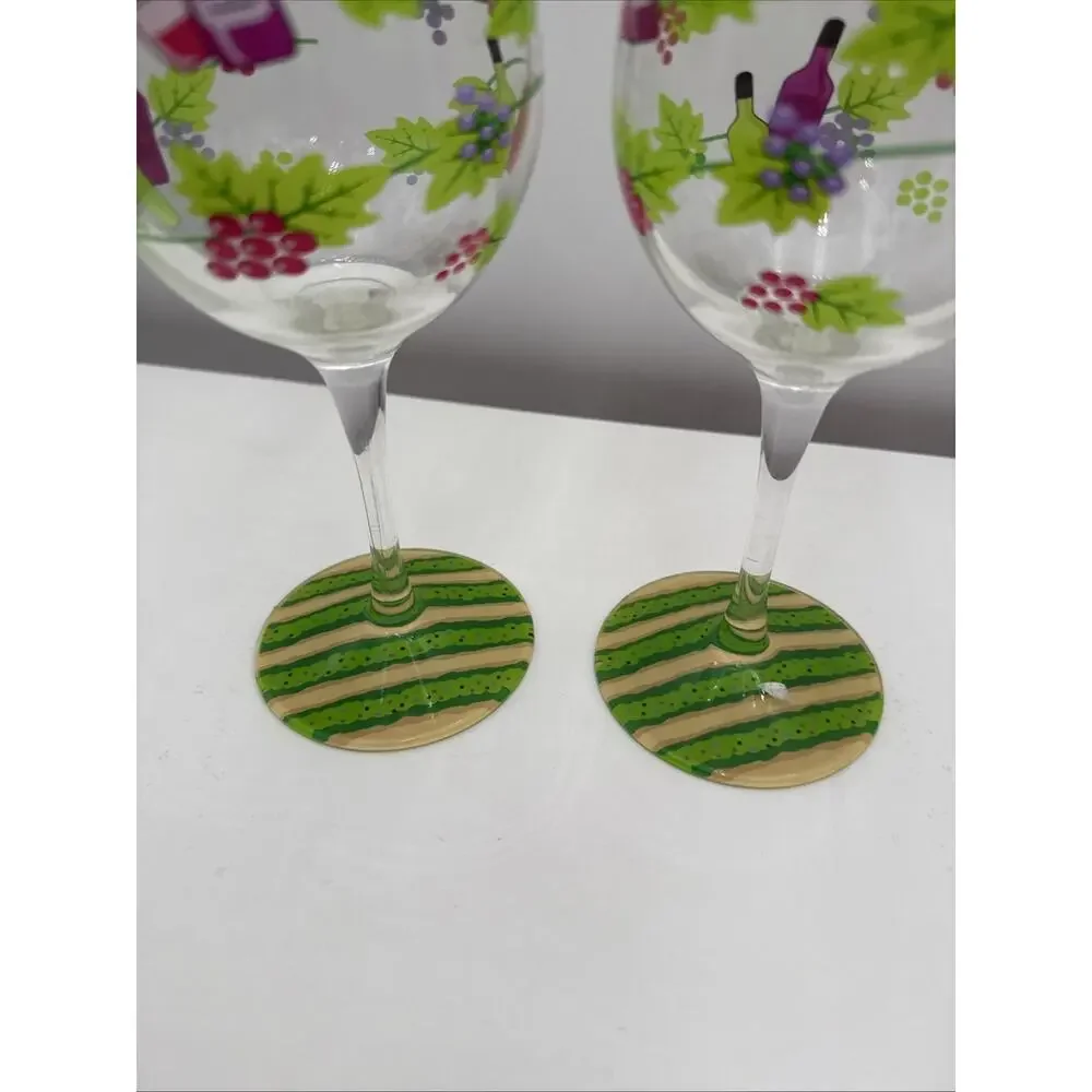 2 - Lolita Shatterproof Hand Painter Wine Tasting Collection‎ Glasses EUC No Box
